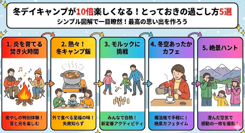 冬デイキャンプが10倍楽しくなる！とっておきの過ごし方5選