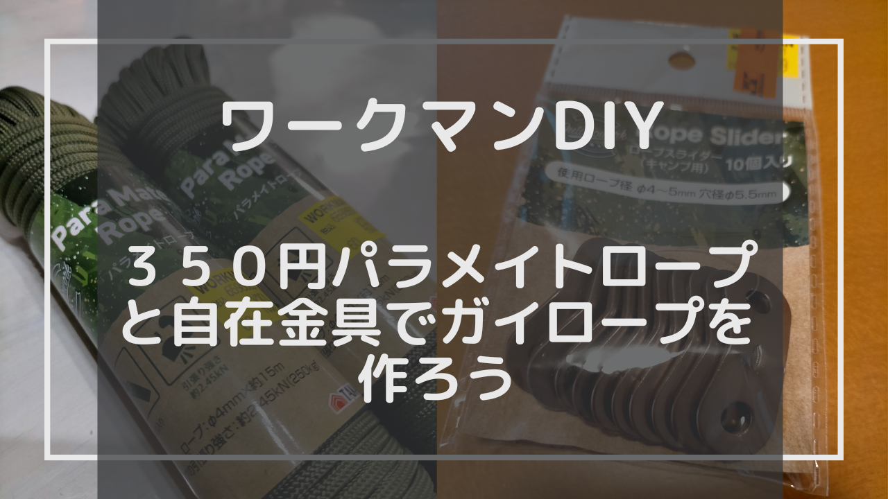 ワークマンDIY３５０円パラメイトロープと自在金具でガイロープを作ろうのアイキャッチ画像