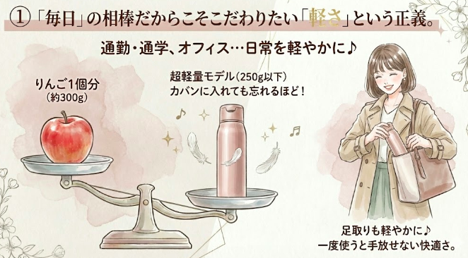 ①「毎日」の相棒だからこそこだわりたい「軽さ」という正義