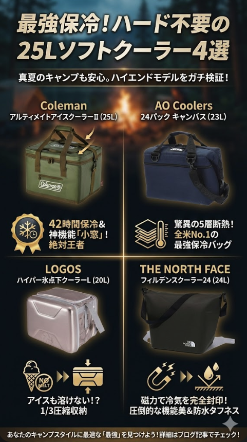 25LソフトクーラーCategory A：【最強保冷・本格派】ハード不要のハイエンドモデル4選