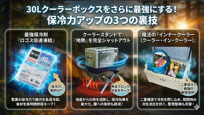 30Lクーラーボックスをさらに最強にする！保冷力アップの裏技