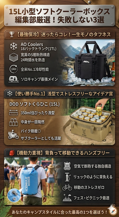 15Lソフトクーラー 編集部が選ぶ「絶対に失敗しない」厳選3選