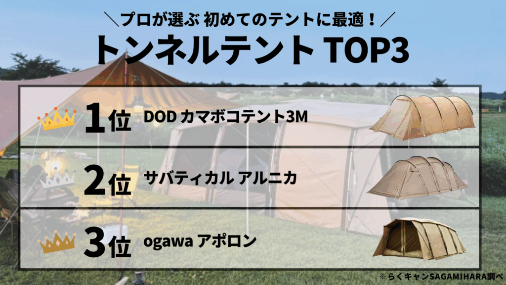 ファミリーにおすすめトンネルテントTOP3
