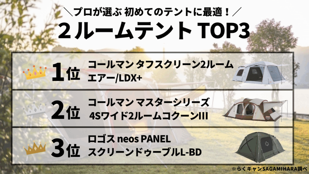 ファミリーにおすすめ2ルームテントおすすめTOP3