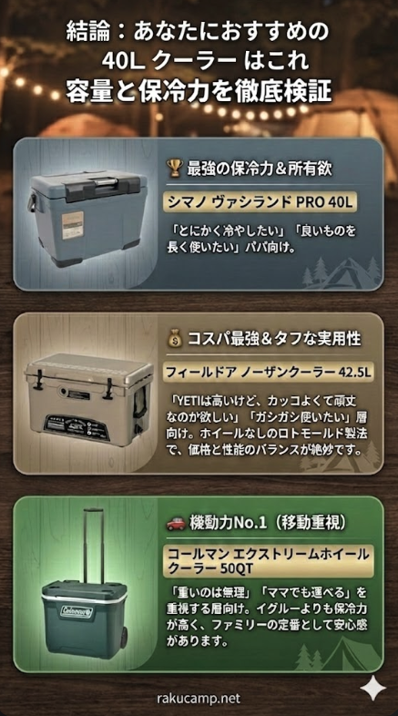 結論：あなたにおすすめ４０Lクーラー はこれ