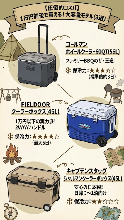 【圧倒的コスパ】1万円前後で買える!日帰りBBQや運動会に大活躍のお財布に優しい大容量キャスター付きクーラーボックス