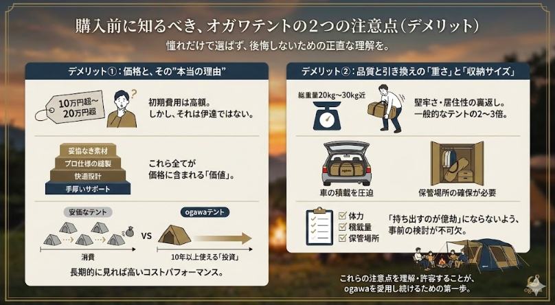 購入前に知るべき、オガワテントの２つの注意点（デメリット）