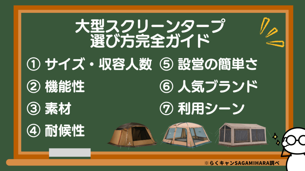 【最重要】後悔しない！大型スクリーンタープの選び方完全ガイド