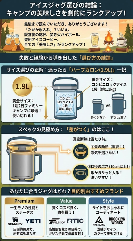 まとめ：最強のアイスジャグを手に入れて、キャンプの「冷たさ」をアップデートしよう！