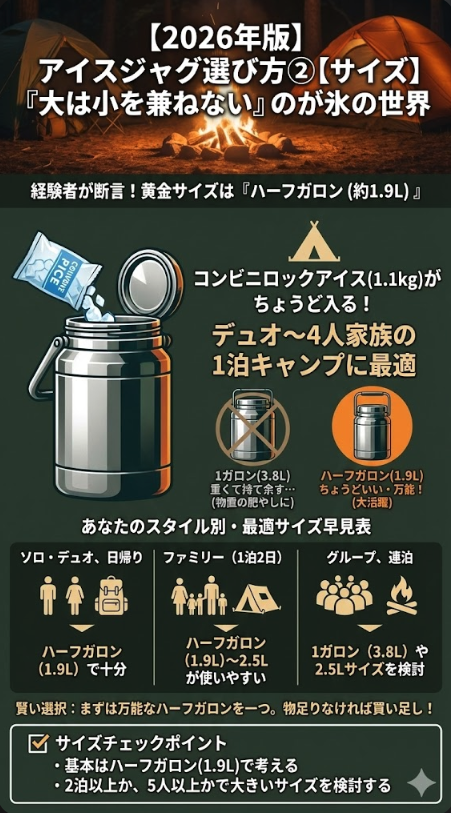 アイスジャグ・コンテナの選び方②【サイズ】「大は小を兼ねない」のが氷の世界
