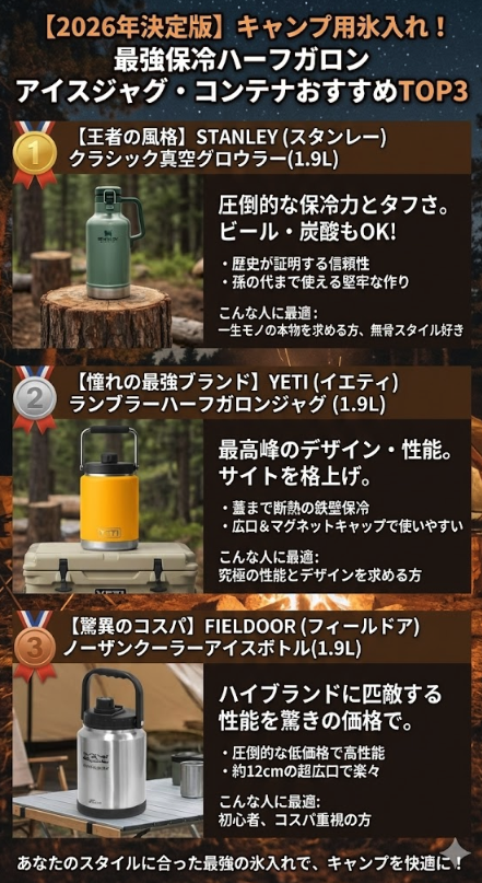 ハーフガロンのアイスジャグ・コンテナ総合おすすめTOP3