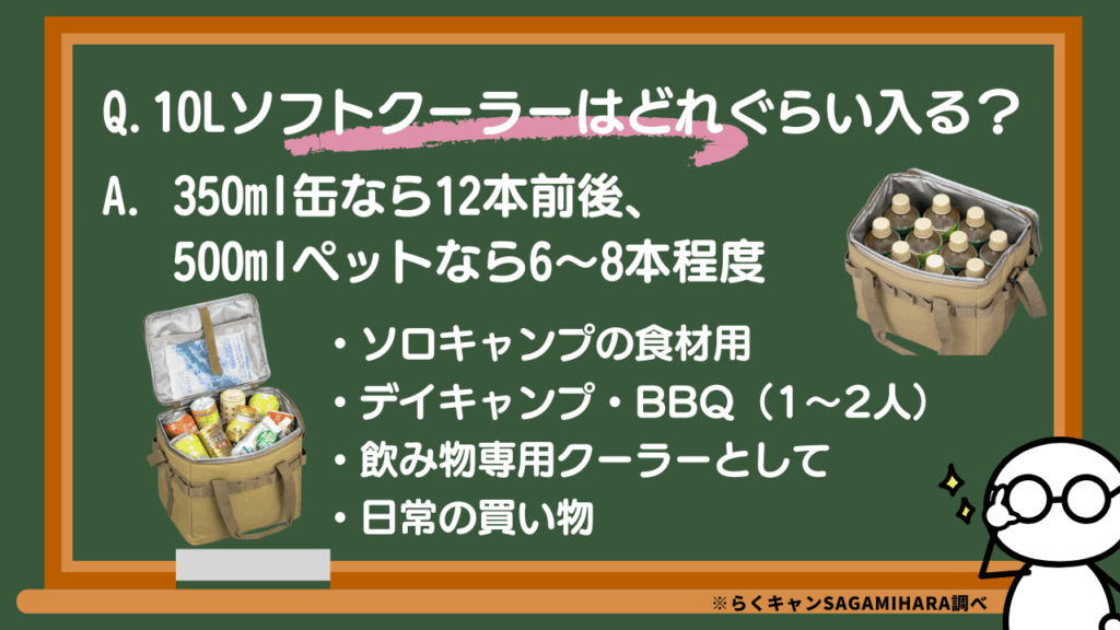 10L小型ソフトクーラー選び方のポイント：容量・サイズ感（10Lをどう活かす？内寸と収納イメージ）