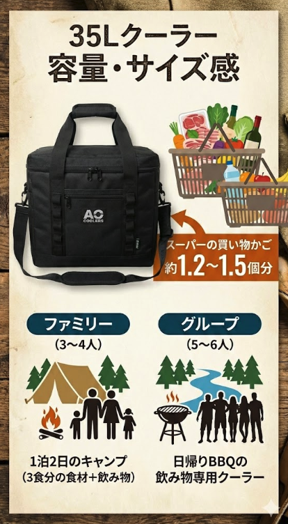 35Lクーラーには実際にどれくらい入る？（容量・サイズ感）