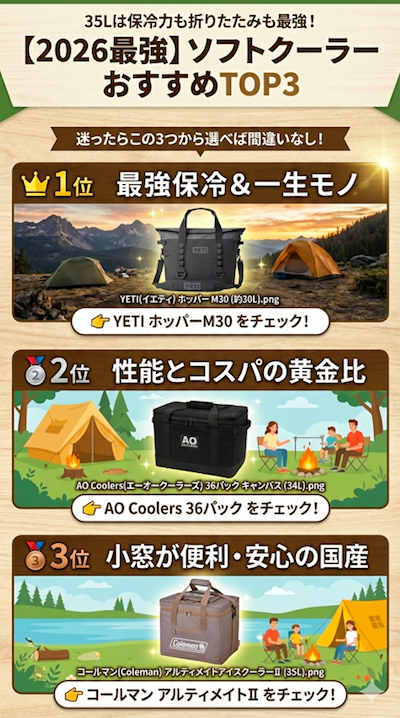 35Lソフトクーラー 迷ったらこの3つから選べば間違いなし！
