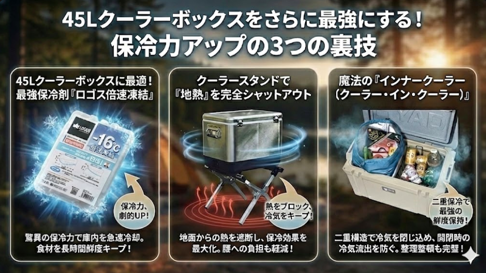 45Lクーラーの性能を「限界突破」させる！保冷力最強にする3つの裏技