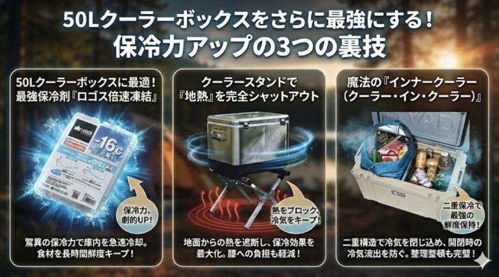 50Lクーラーボックスをさらに最強にする！保冷力アップの裏技
