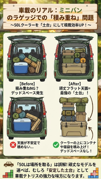 車載のリアル：ミニバンのラゲッジでの「積み重ね」問題
