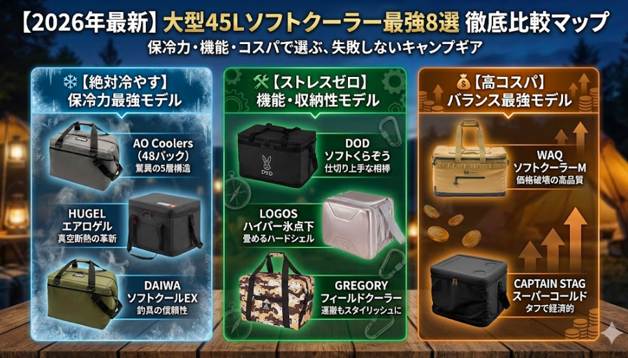 【徹底比較】大型45L(45リットル)最強ソフトクーラーボックスおすすめ8選