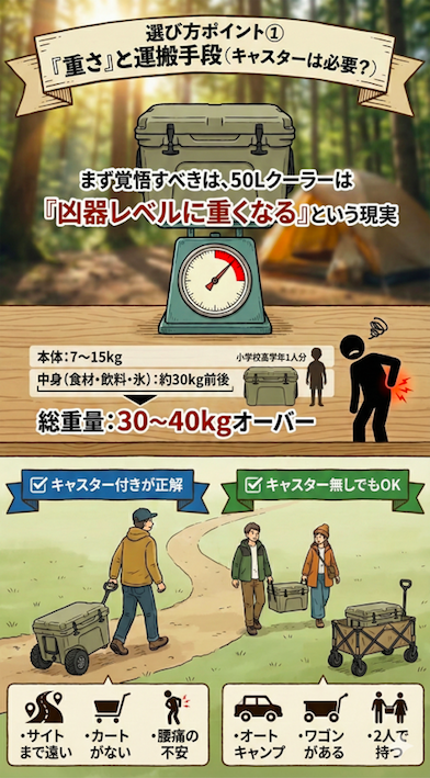 ポイント① 「重さ」と運搬手段（キャスターは必要？）