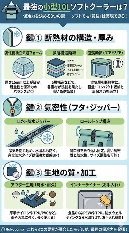 選び方のポイント①：保冷力（ソフトクーラーでも「最強」は実現できる！）