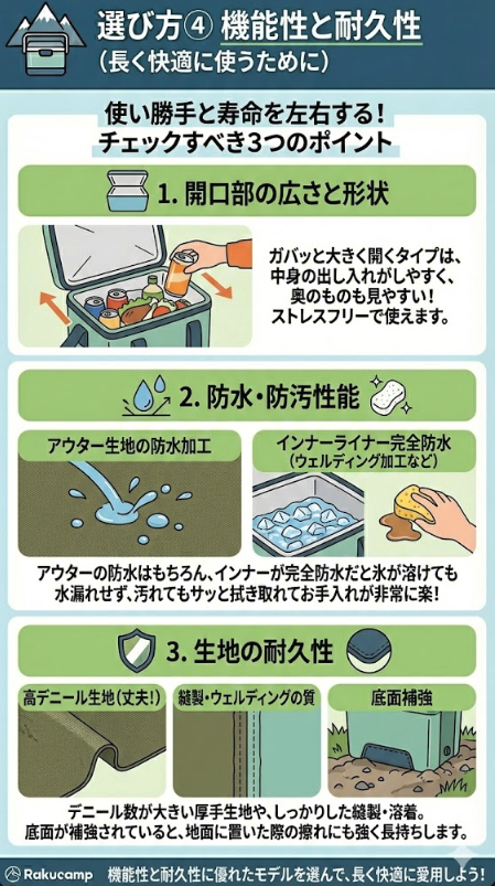 選び方のポイント④：機能性と耐久性（長く快適に使うために）