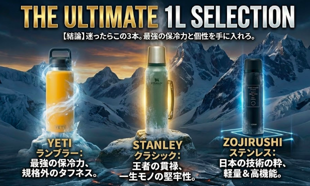 【結論】迷ったらこれ！保冷力最強の1リットル水筒おすすめTOP3