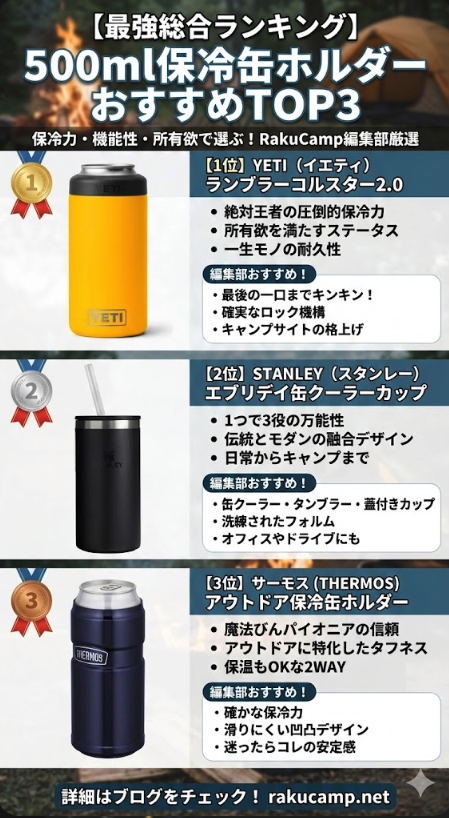 【最強総合ランキング】500ml用保冷缶ホルダーおすすめTOP3