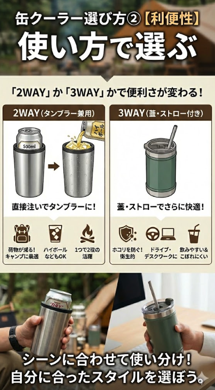 缶クーラー選び方②【利便性】使い方で選ぶ
