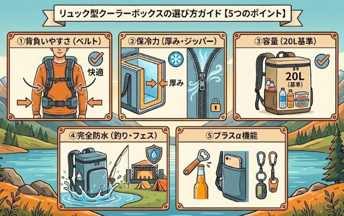 背負えるリュック型クーラーボックスの選び方ガイド【5つのポイント】