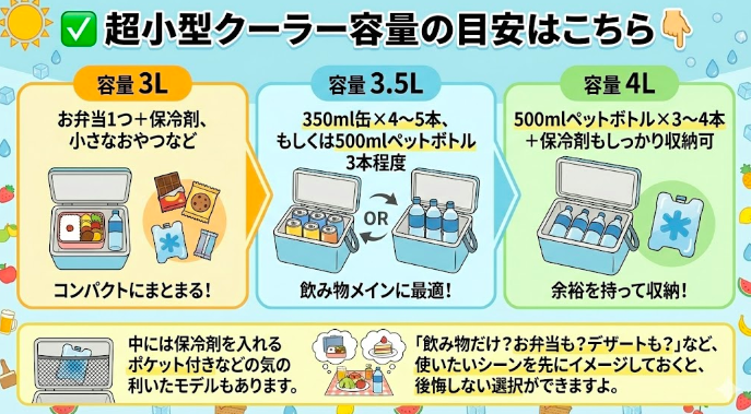 超小型クーラー容量の目安はこちら