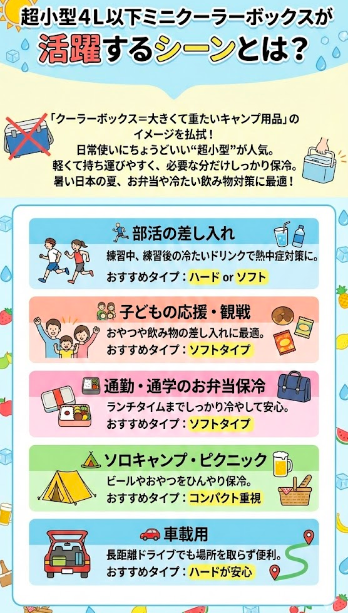 超小型４L以下ミニクーラーボックスが活躍するシーンとは？