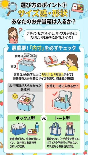 選び方のポイント① サイズ感・形状｜あなたのお弁当箱は入るか？
