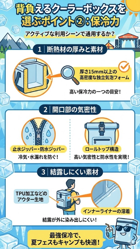 選び方のポイント②：保冷力（アクティブな利用シーンで通用するか？）