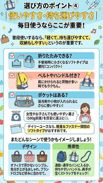 選び方のポイント④：使いやすさ・持ち運びやすさ｜毎日使うならここが重要！
