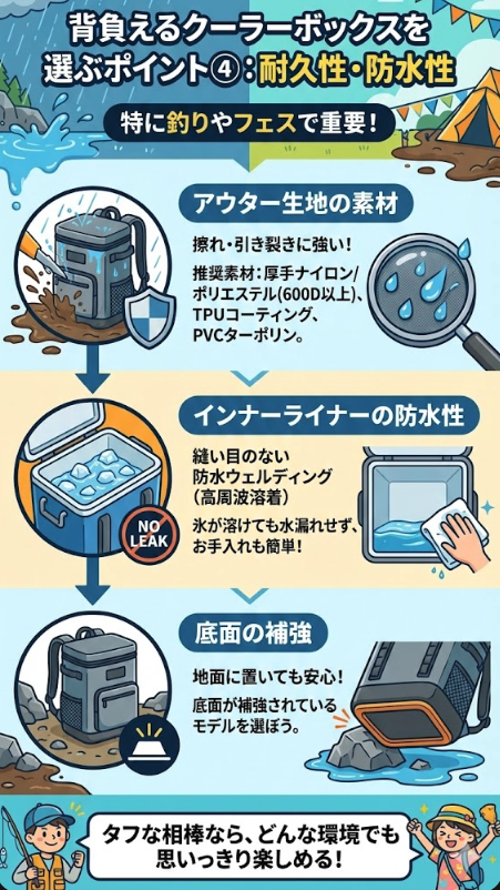 選び方のポイント④：耐久性・防水性（特に釣りやフェスで重要！）