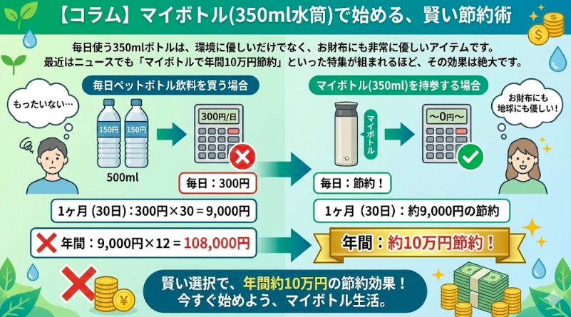 【コラム】マイボトル(350ml水筒)で始める、賢い節約術