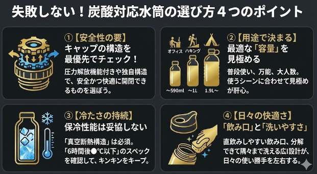 失敗しない！炭酸対応水筒の選び方４つのポイント