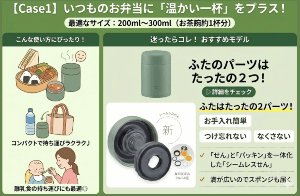 Case1：いつものお弁当に「温かい一杯」をプラスしたいあなたへ