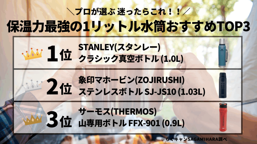 【結論】迷ったらこれ！保温力最強の1リットル水筒おすすめTOP3