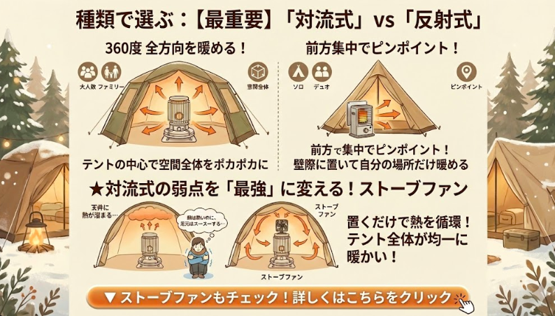 1. 【最重要】種類で選ぶ：「対流式」vs「反射式」