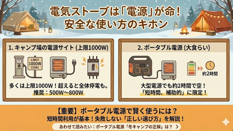 1. 電源問題：キャンプ場の電源 vs ポータブル電源