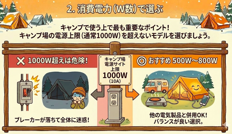 2. 消費電力（W数）で選ぶ