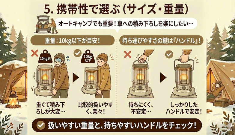 5. 携帯性で選ぶ（サイズ・重量）