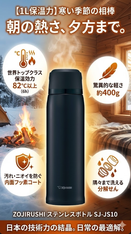 【1L大容量・保温力重視】寒い季節に温かい飲み物を