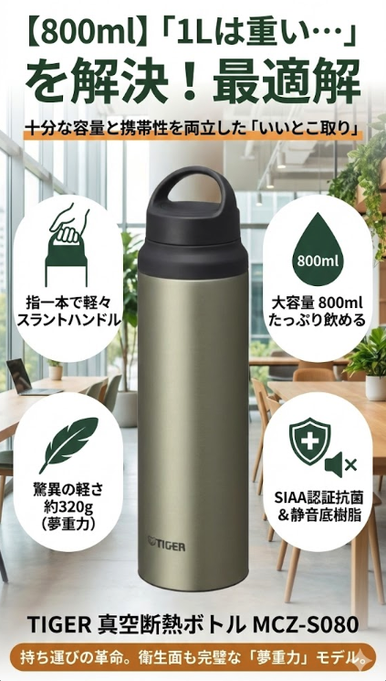 【800ml】「1Lは重すぎて持ち歩きたくない」なら800mlという最適解