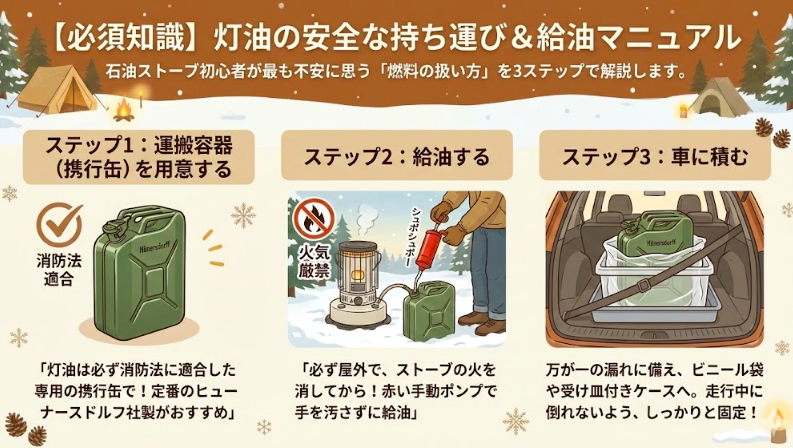 【必須知識】灯油の安全な持ち運び＆給油マニュアル