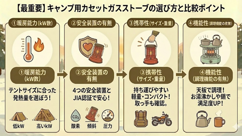 【最重要】キャンプ用カセットガスストーブの選び方と比較ポイント