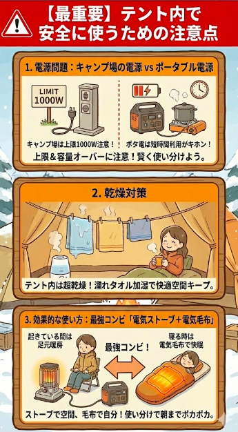 【最重要】テント内で安全に使うための注意点