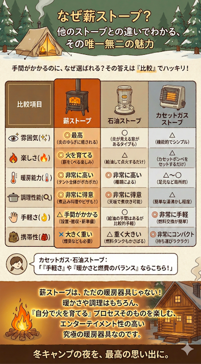 なぜ薪ストーブ？他のストーブとの違いでわかる、その唯一無二の魅力