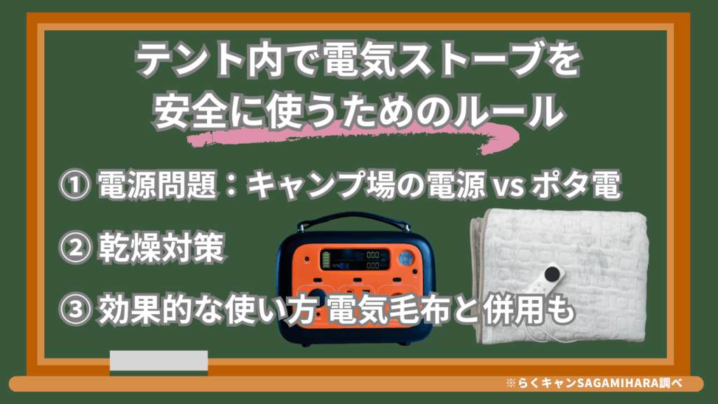テント内で安全に使うための注意点